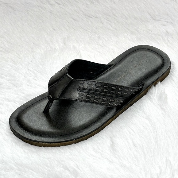 John Varvatos Thong Sandals Star USA Tobago Stitched Leather Slip Ons Slides Box - Picture 2 of 15